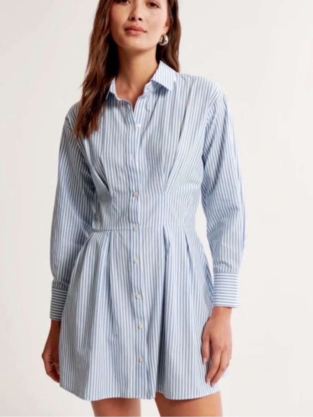 Abercrombie & Fitch Blue and White Striped Long-Sleeve Dress
